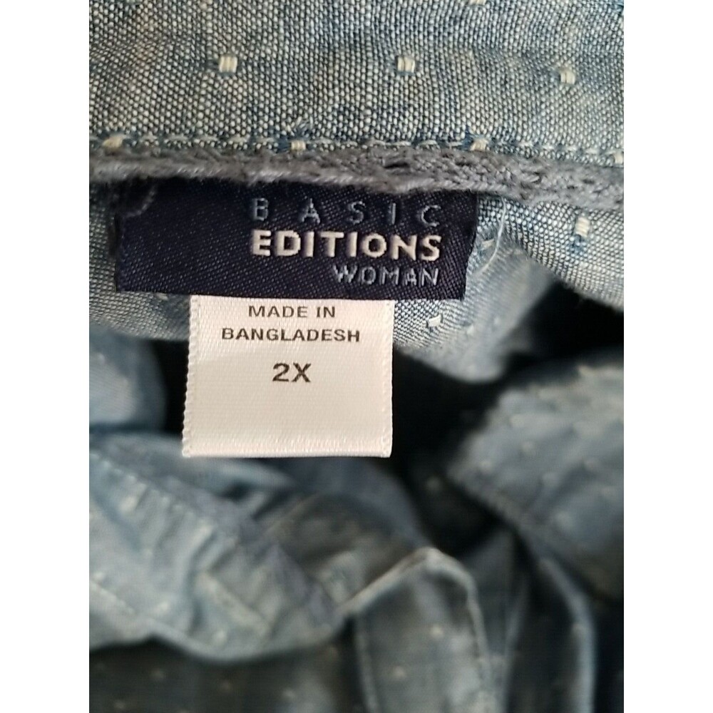 Basic Editions Shirt Dress Womens Size 2X Blue Chambray Button Up New - Picture 9 of 12